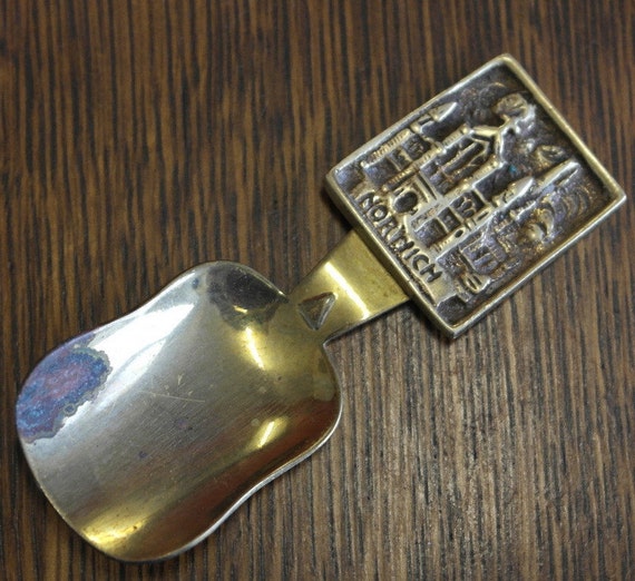 vintage brass tea caddy spoon from norwich by fisfinds on Etsy