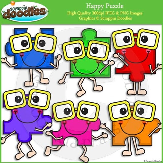 Happy Puzzle Pieces Clip Art
