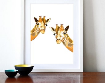 Items similar to Nursery Art Print, Nursery Giraffes, Kids Room Decor ...