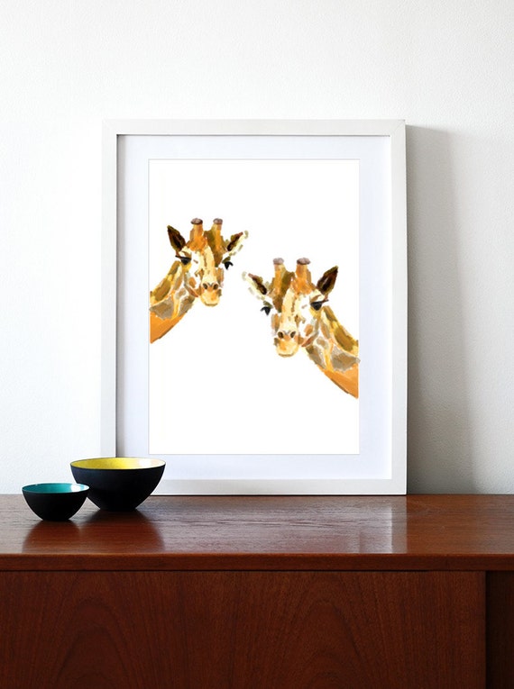 Giraffe Art Print Giraffes Giraffe Painting Nursery Art