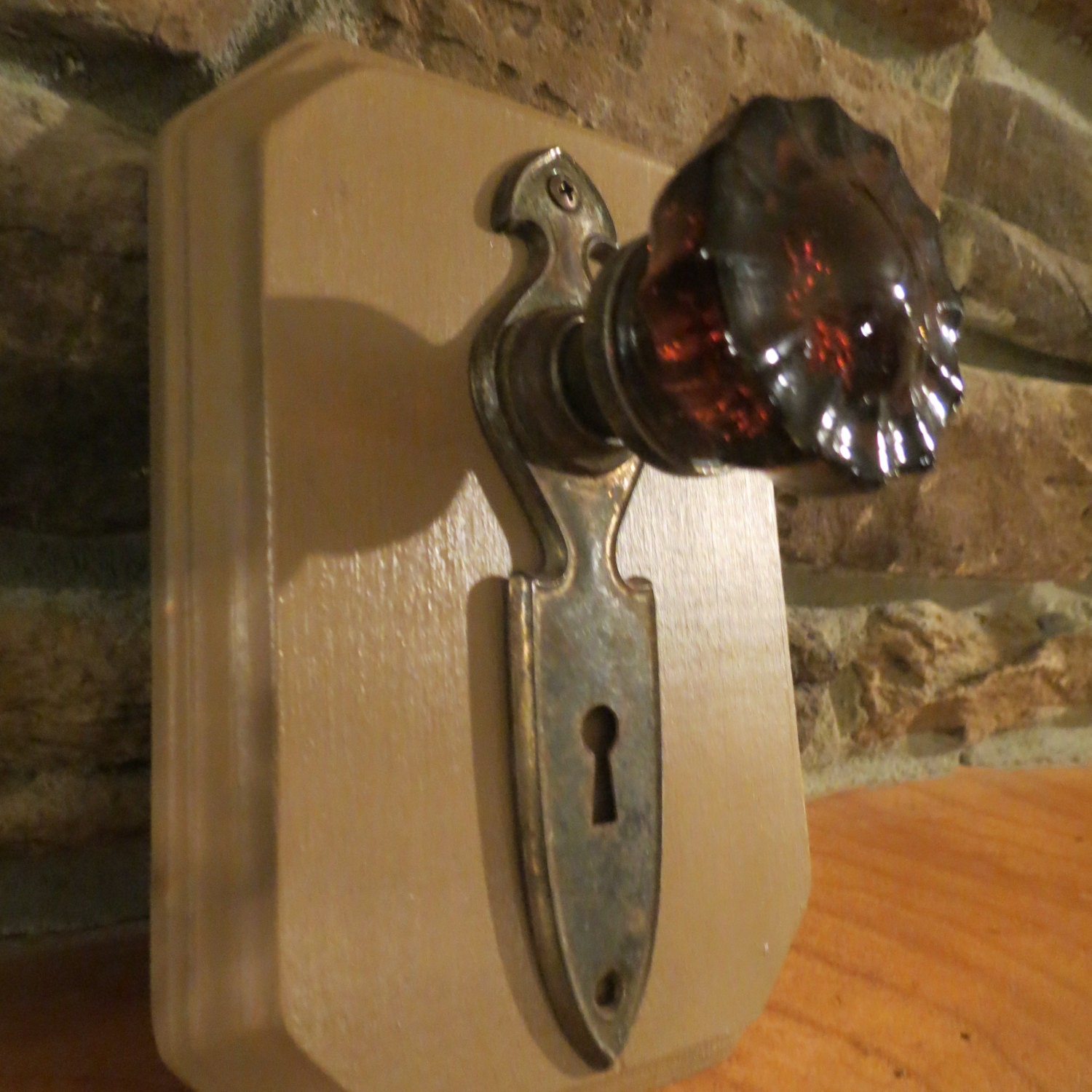 Antique Glass Door Knob, Antique Back Plate, Coat, Hat, Towel Hanger