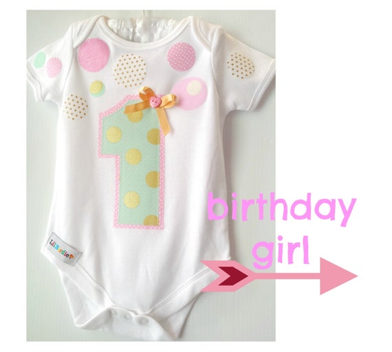 Baby Girl 1st Birthday Confetti Onesie Pink Mint and Gold