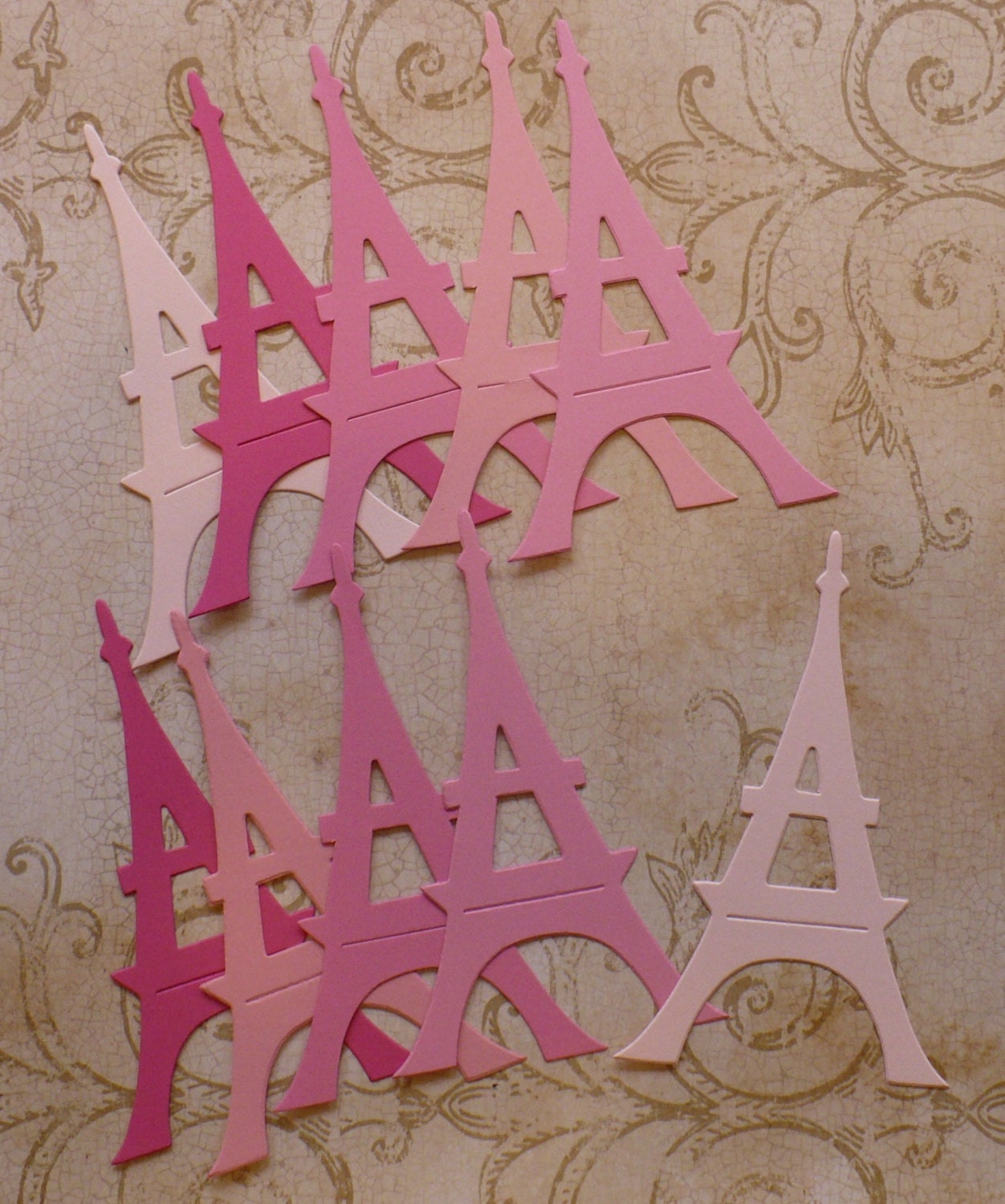 Eiffel Tower Shapes Valentines Pink Colors of Cardstock