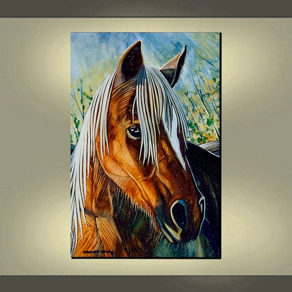 ORIGINAL HORSE Painting 24x36 Palomino Equine Wall Art by