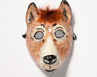 Paper mache dog mask