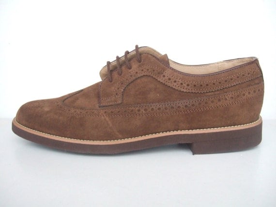 ... 1970's Hush Puppies tan suede brogues deadstock men's oxford shoes