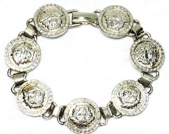 Gianni Versace, Vintage, tête de méduse, Silver, lien, bracelet, bracelet, à HauteDecades sur Etsy
