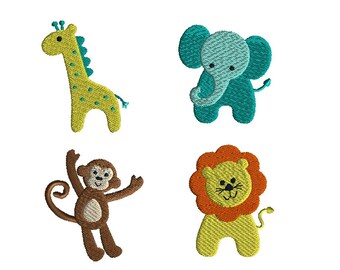 Mini Jungle Animals Machine Embroidery Designs-INSTANT DOWNLOAD