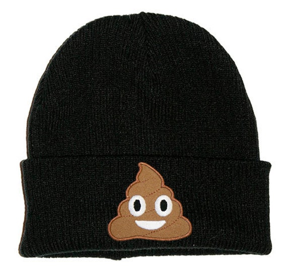 Emoji  Patch Embroidered beanie emoji Sizes 90s Stoner  2 Black    Beanie  Poop hat  Hat