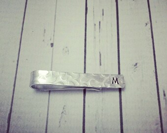 Personalized Tie Clip - Personalized Tie Bar - Hand Stamped - Custom Tie Bar - Groomsmen Gift - Mini Tie Clip - Aluminum Tie Clip