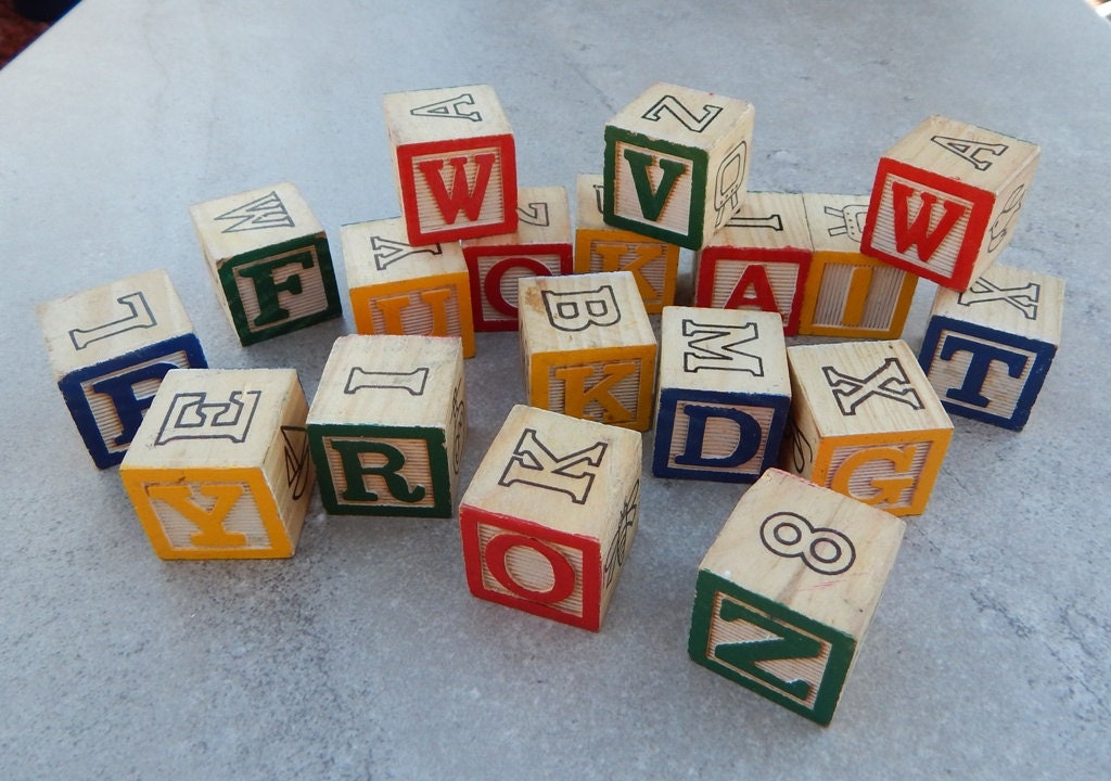 Small Wooden Alphabet Blocks 18 Wooden Blocks Haute Juice