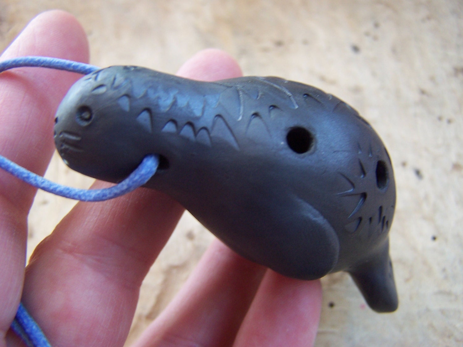 clay manatee ocarina 5hole 9note scalehandskulpted