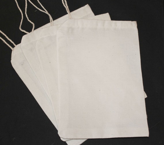 10 - 5x7 Organic Cotton Muslin Drawstring Favor Bags