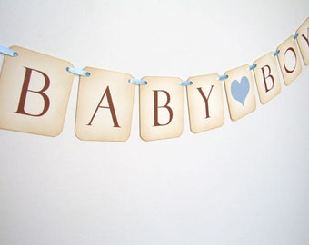 Baby Boy Banner, Baby Boy Bunting, Baby Boy Baby Shower Decoration, Blue Baby Boy Sign, Vintage Baby Boy Garland, Photo Prop, Matching Items
