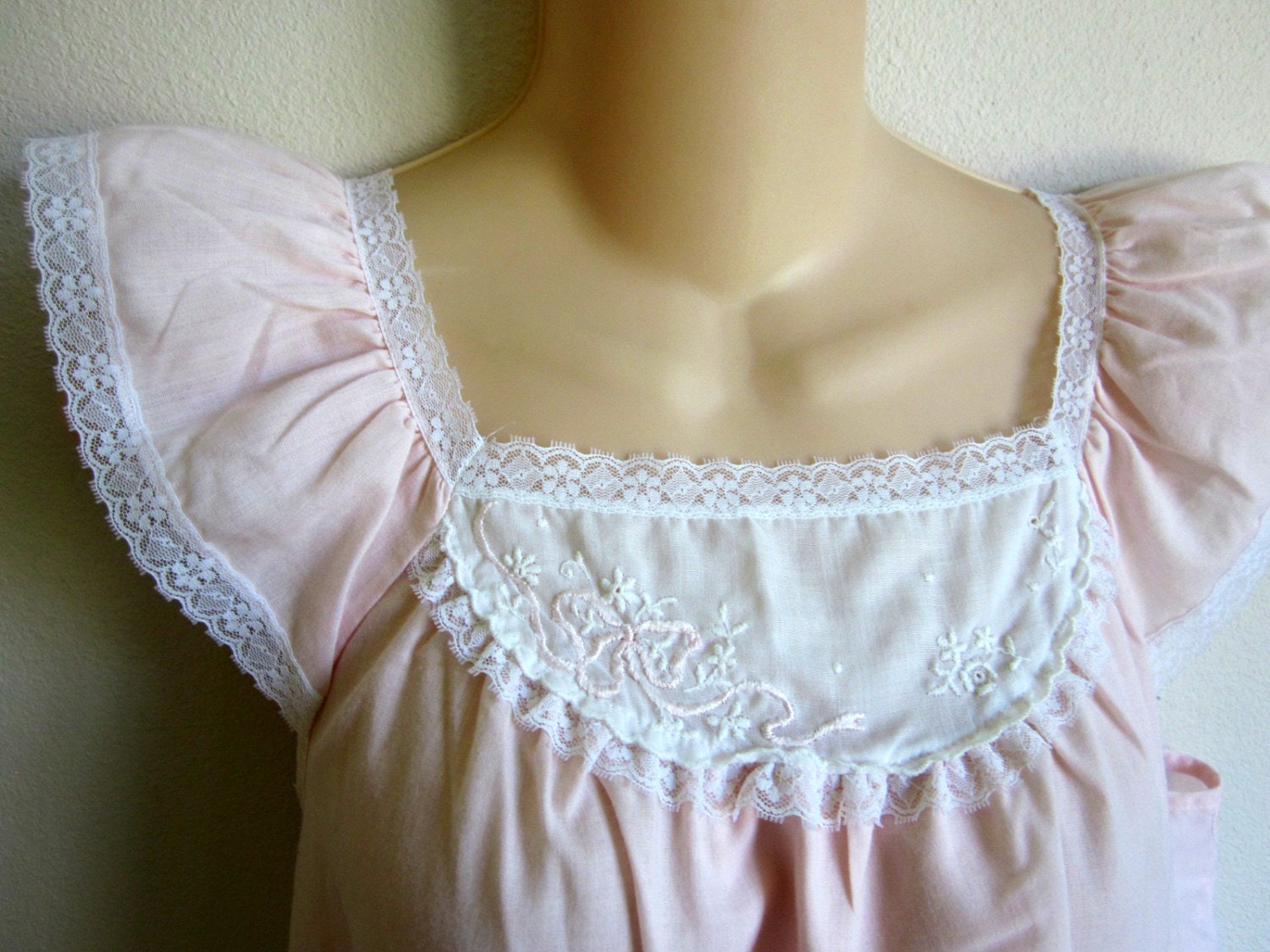 cotton nightgown granny style pale pink maternity breast