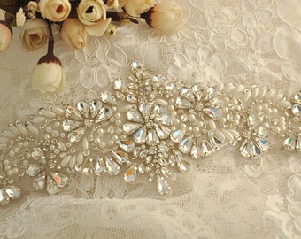 Rhinestone Applique Wedding Dress Waist Jewelry