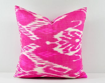 Ikat Pillow, Hand Woven Ikat Pillow Cover, Ikat throw pillows, Pink Ikat Pillow, Designer pillows, Decorative pillows, Accent pillows