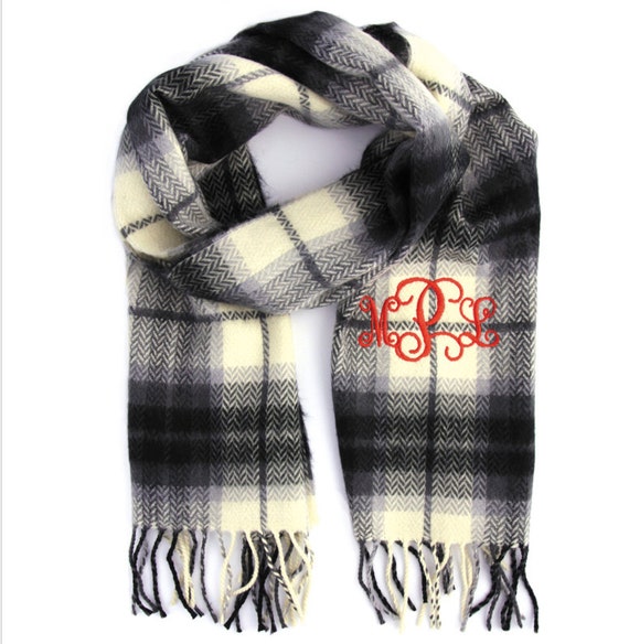 Monogrammed Cashmere Feel Personalized Scarf Custom Scarf