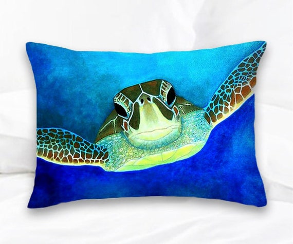 Sea Turtle Decorative Pillow Throw Pillows Surf by SAXONLYNN