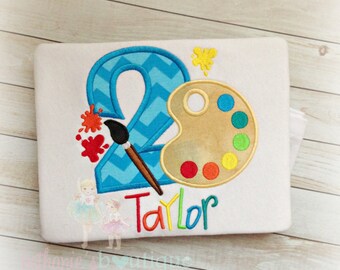 palette paint applique shirt birthday