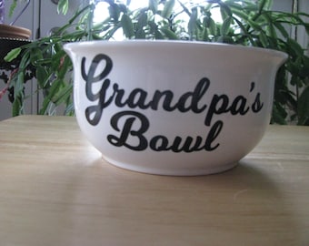 Personalized porcelain bowl with vinyl for Mom, Dad, Grandma, Grandpa, etc – for dessert, ice cream, cereal, popcorn or …