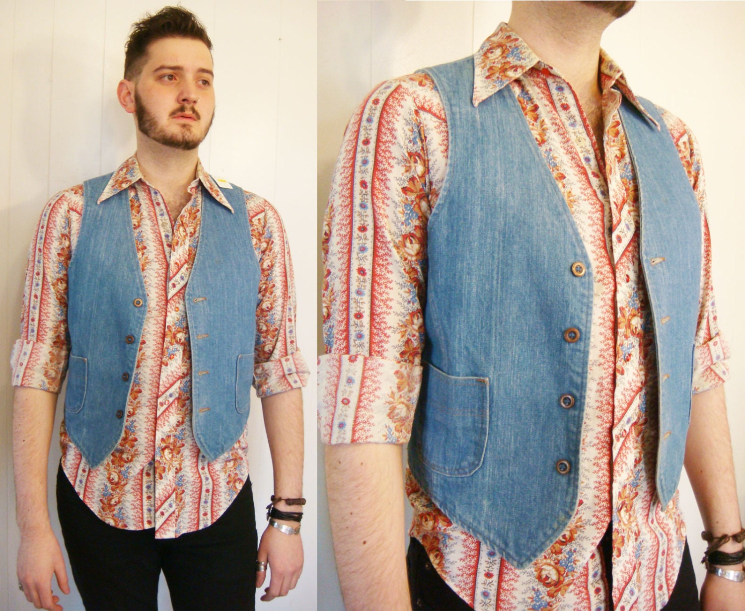 SALE 50 off Vintage 70s Denim Vest By by TheHunterGatherer