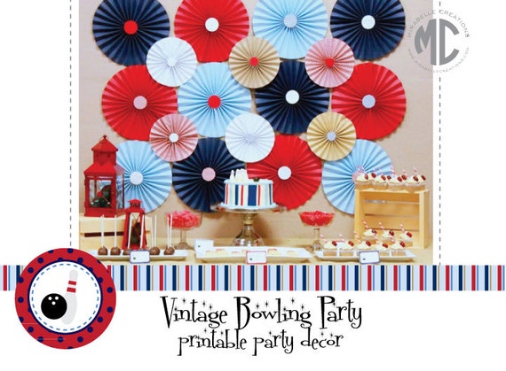 Vintage Bowling Digital Printable Party Collection -- Mirabelle Creations Il_570xn