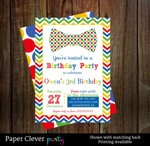 Bow Tie Birthday Invitations 9