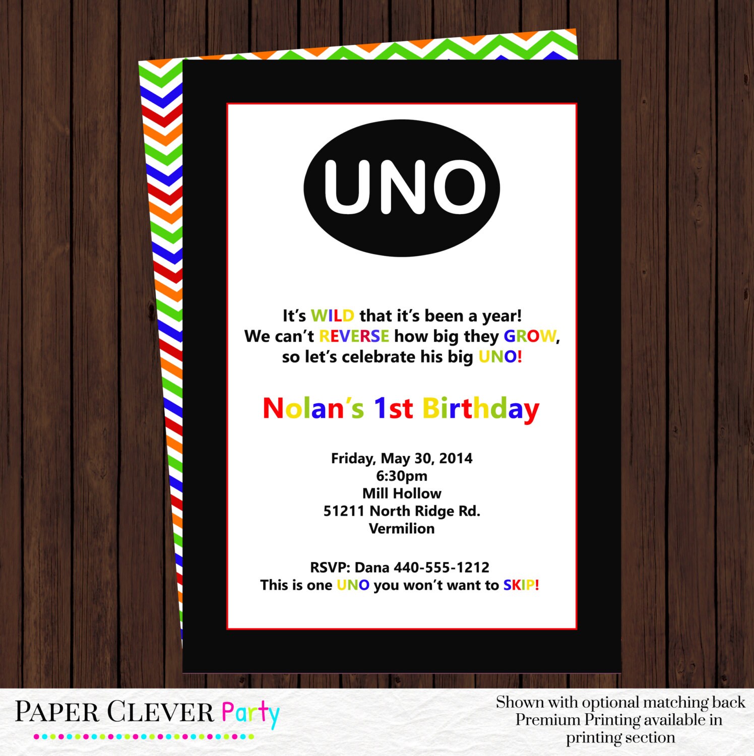 UNO birthday party invitations first by papercleverparty on Etsy