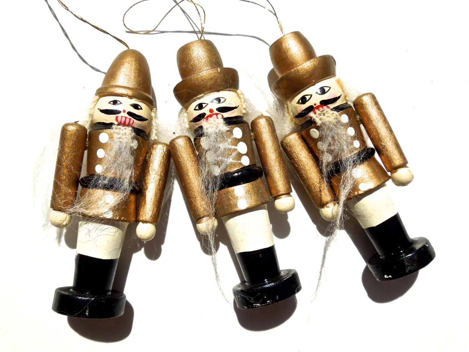 VINTAGE 3 Toy Soldier Wood Ornaments Hand Painted by DansandAdi