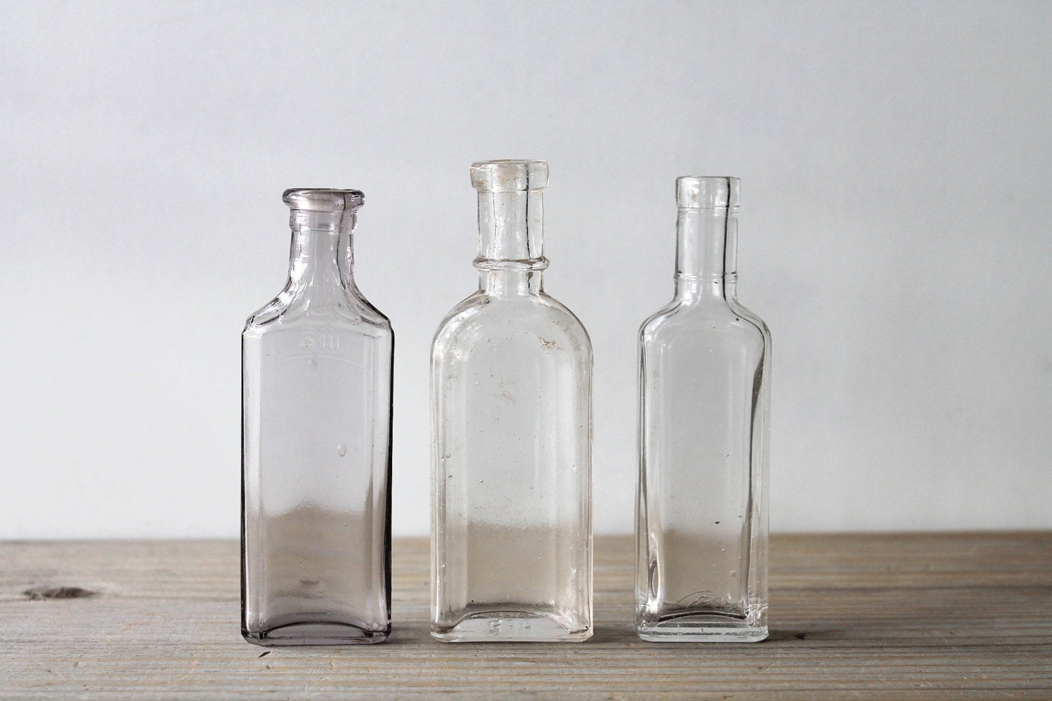 Download Vintage glass bottle set / antique medicine bottles / rustic