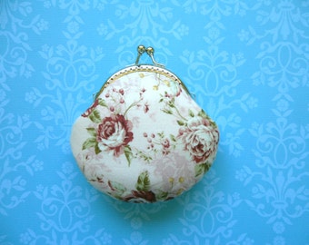 SHOP CLOSING SALE Antique Roses coin purse - Handmade Gift, Birthday Gift, Holiday Gift