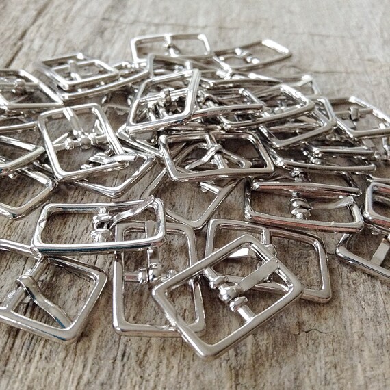 10pcs Small Buckles Shiny Silver Tone Metal by TesoroSupplies