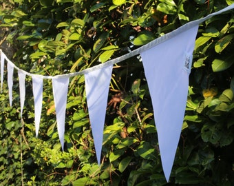 White bunting flags - outdoor bunting waterproof fabric banner, pennant flags, 4+ meters - 3.6+ yard
