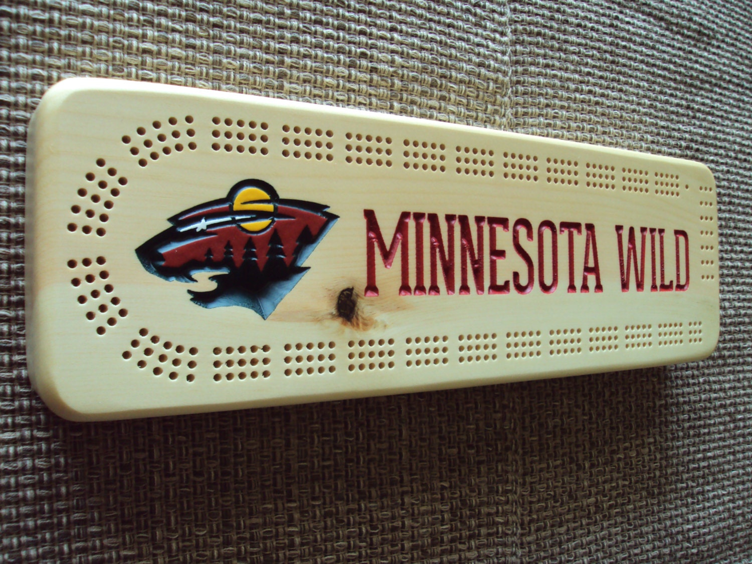 Rustic Cribbage Board Minnesota Wild Hockey Furniture Log
