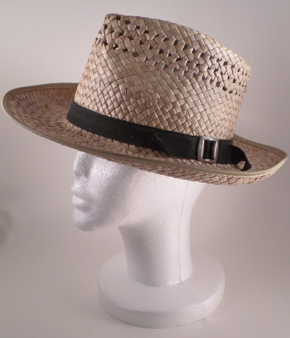 Straw Hat Vintage Amish Cloth Band with by rickrackcollection