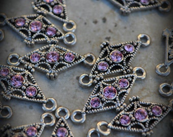 Genuine Silver Plated Swarovski Crystal 2 Hole Sliders I100 Light Rose