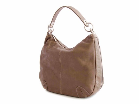 Items similar to Handmade Hobo Bag, Taupe Italian Leather Purse ...