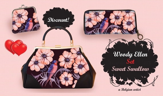 retro handbag set, vintage handbag set,Sweet Swallow,christmas,gifts,gifts for her,Woody Ellen handbag,christmas gifts,christmas gift ideas