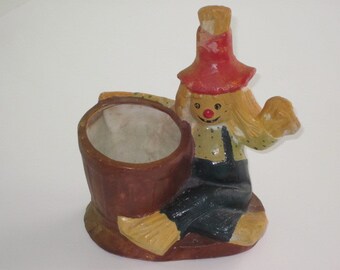 Vintage Porcelain CLOWN Planter