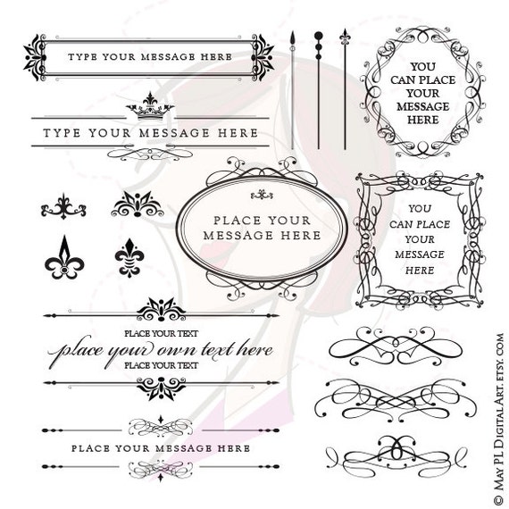 Digital Scroll Flourish Swirl Calligraphy Clip Art Commercial Digital Scroll Flourish Swirl Calligraphy Clip Art Commercial Use Business Diy Logo Wedding Invitation Sbook