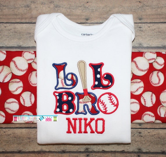 Baseball Theme Little Brother Shirt Siblings by kmtdesigns914
