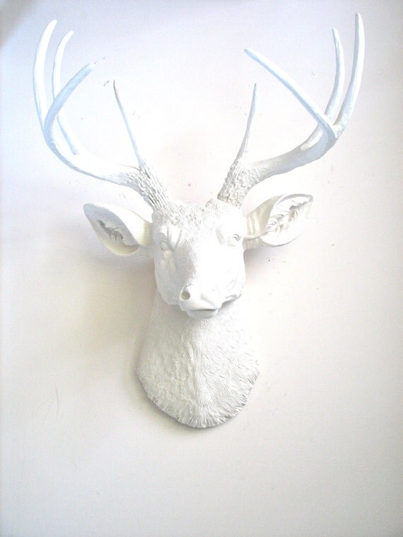 Items similar to Faux Taxidermy White Deer Head wall mount wall hanging