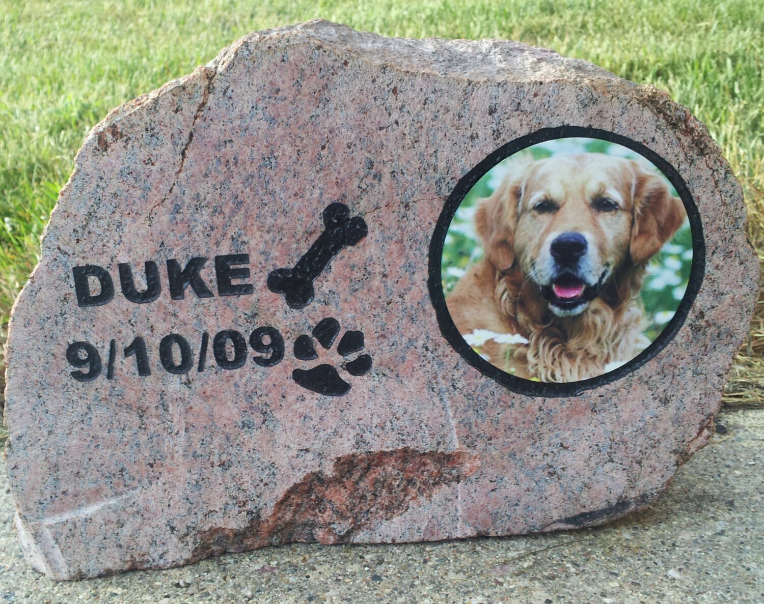 pet memorial photo rock memorial engraved rock