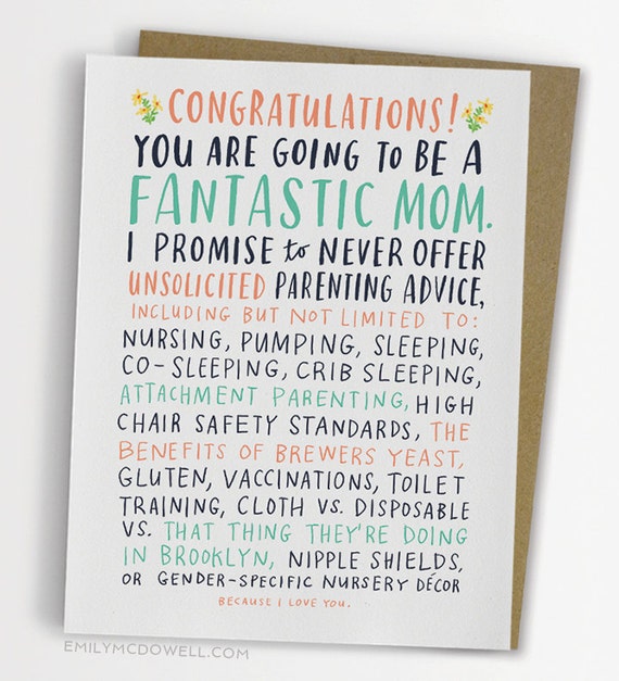Unsolicited Parenting Advice Baby Card Funny Baby Card New