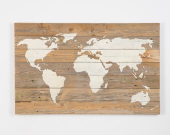 Map Of The World On Wood reclaimed wood world map (New Lower Price)