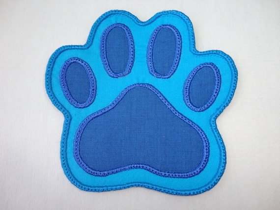 Blue Appliqued Paw Print Iron On Patch by JALittleSparkle on Etsy