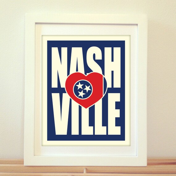 Nashville Tennessee Nashville Heart Nashville Typography