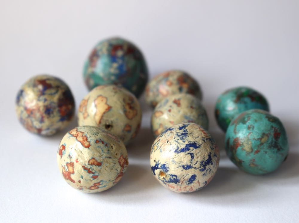 Hand made paper mache beads