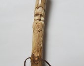 Hiking Stick Walking Stick Hand Carved Wood Spirit Carved Face Birthday Anniversary Wise One, Staff, Gift for Walker or Hiker Carved Stick